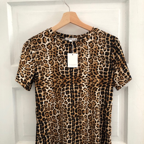 Mango Tops - Leopard print bodysuit dress shirt